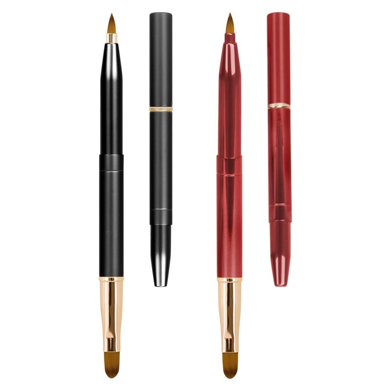 Unaone [2 Pack] Lip Brush for Lipstick, Retractable Lip Brushes, Dual-ended Makeup Brush for Lipstick Lip Gloss, Include Lid - Image 1